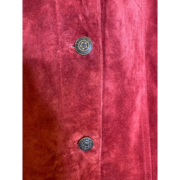 For Joseph Red Burgundy Suede Button Closure Lightweight Women’s Jacket Sz Lg - Picture 3 of 11
